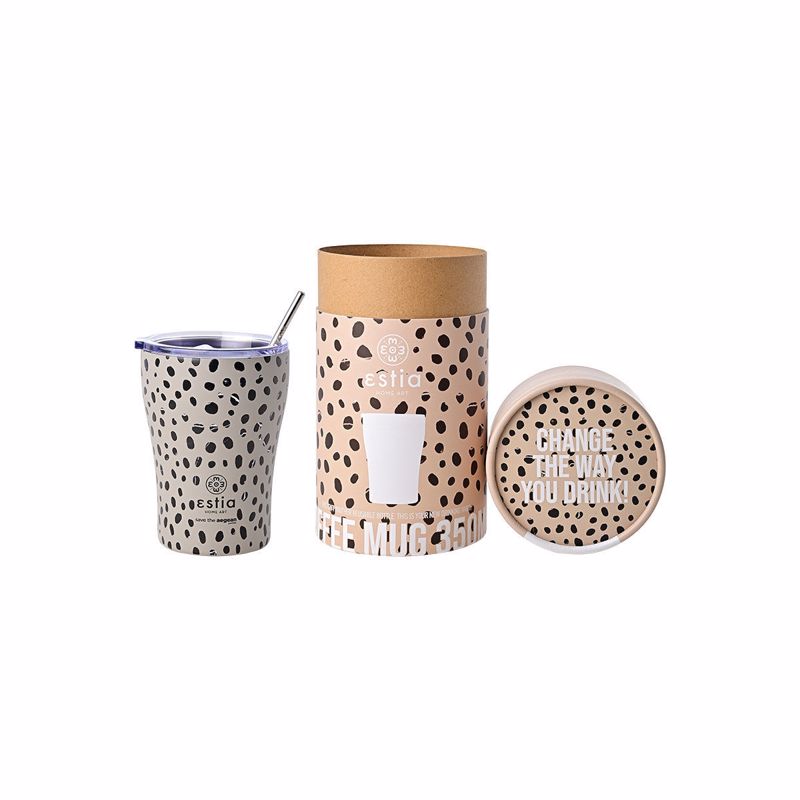 Θερμός-Ποτήρι Ανοξείδωτο Coffee Mug Leopard Taupe Save The Aegean Estia 350ml-7×13εκ. 01-16852