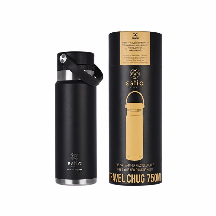 ESTIA Thermos Inox Travel Chug Save the Aegean 750ml Midnight Black 01-17903