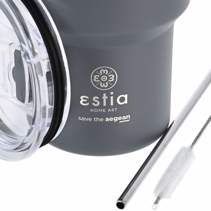 ESTIA Thermos Inox Mug Lite Save the Aegean 400ml Fjiord Grey 01-18467