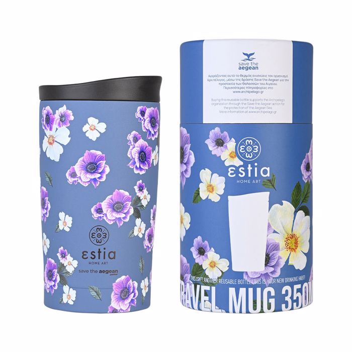 ESTIA Thermos Inox Travel Mug Save the Aegean 350ml Garden Blue 01-20439