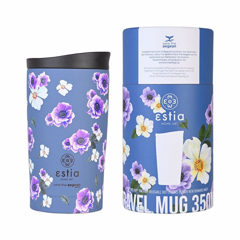 ESTIA Θερμός Inox Travel Mug Save the Aegean 350ml Garden Blue 01-20439
