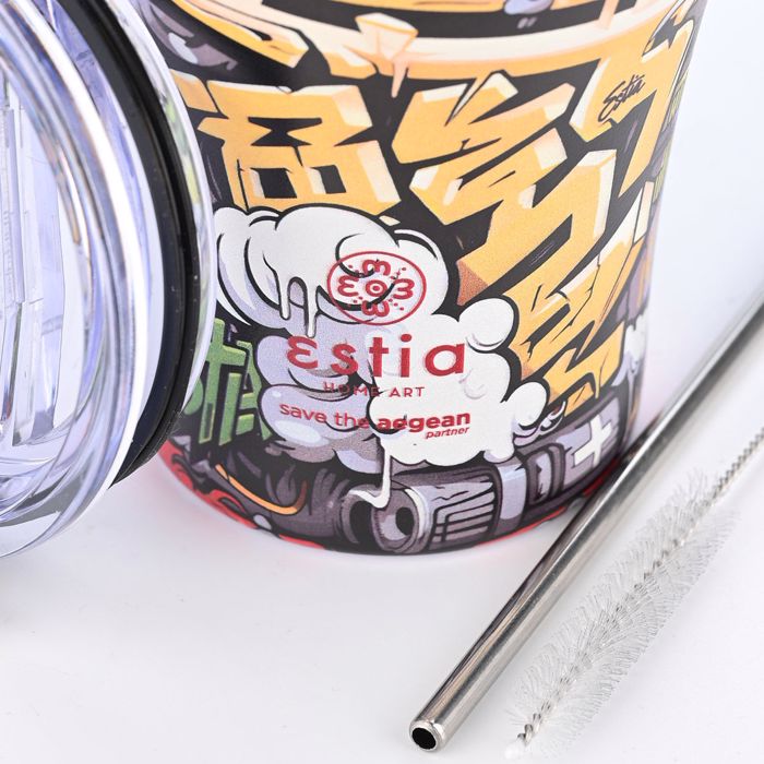 Estia Thermos Coffee Mug SAVE THE AEGEAN 350ml Graffiti Rhythm 01-22914
