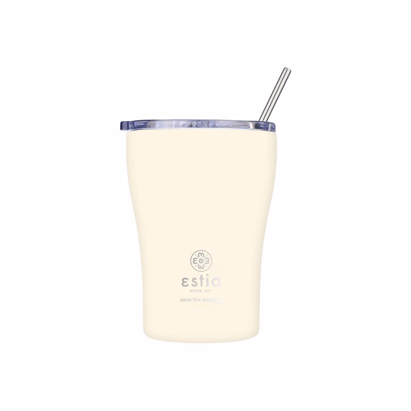 Θερμός-Ποτήρι Ανοξείδωτο Coffee Mug Lily White Save The Aegean Estia 350ml-9×13εκ. 01-23027