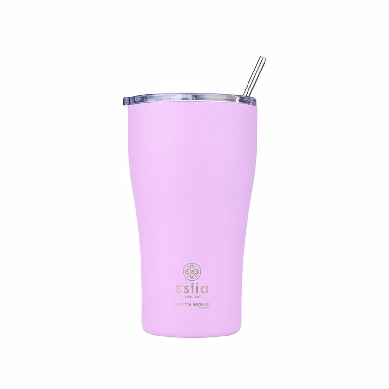 Estia Θερμός Coffee Mug SAVE THE AEGEAN 500ml Lavender Purple 01-23195