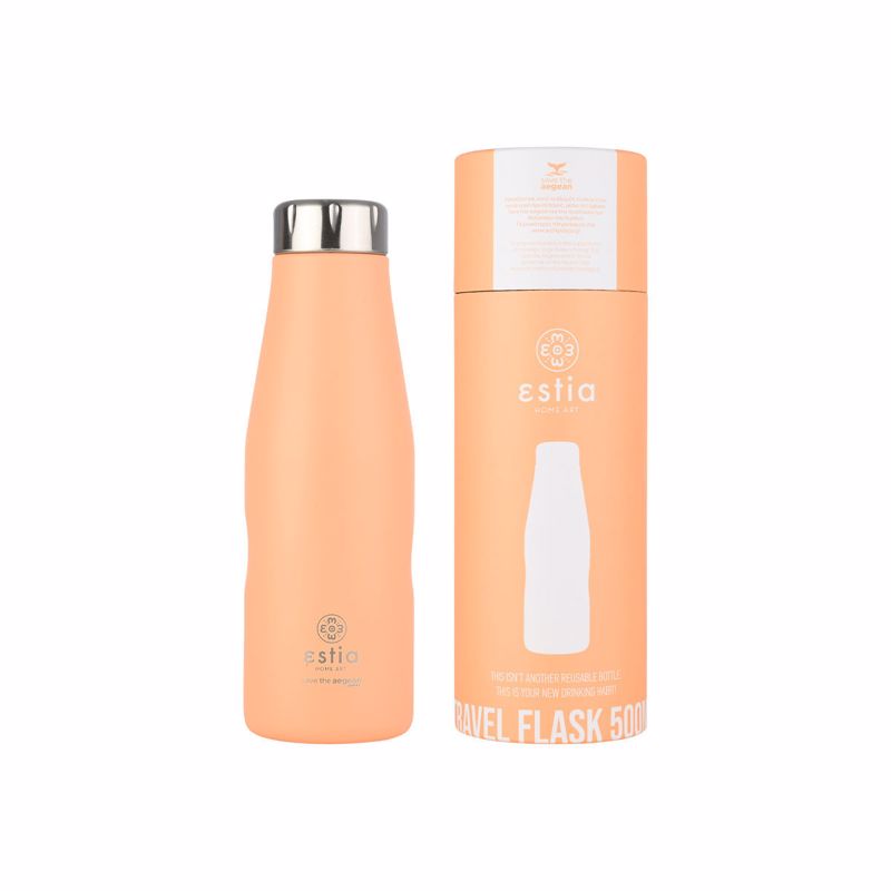 Θερμός-Μπουκάλι Ανοξείδωτο Flask Peach Fuzz Save The Aegean Estia 500ml-7x7x22,3εκ. 01-23447 Υλικό