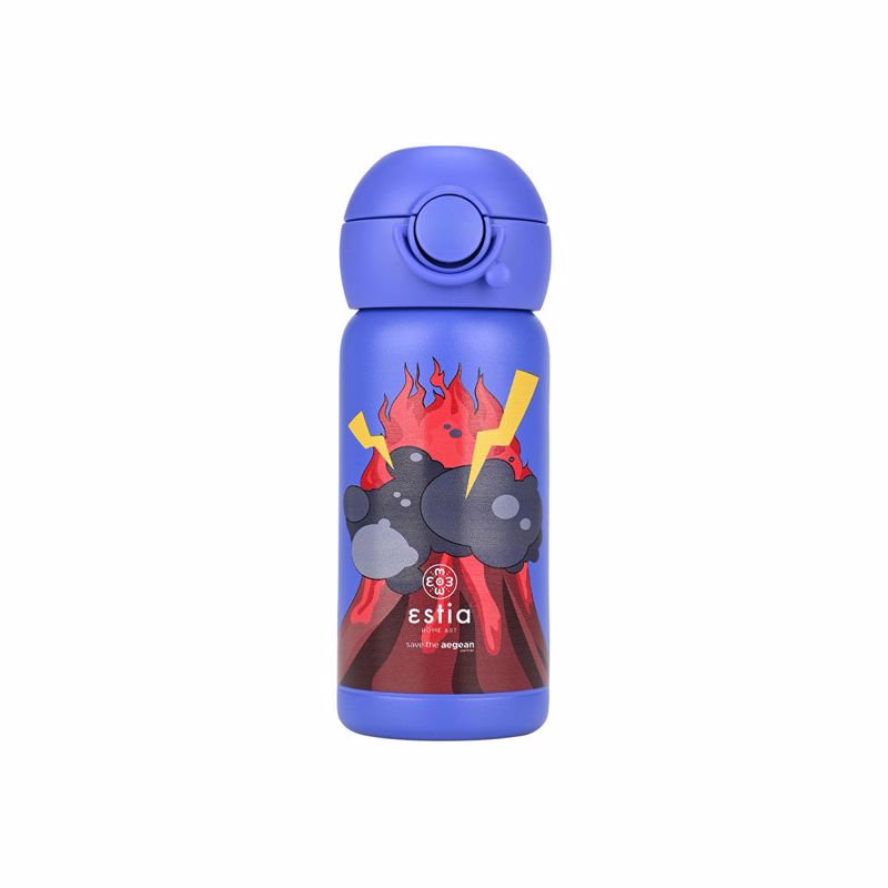 Θερμός Παιδικό Ανοξείδωτο Με Καλαμάκι Lava Splash 350ml-7x7x18εκ. Save The Aegean Estia