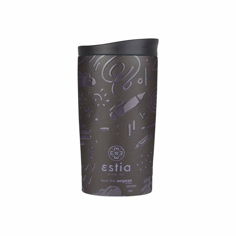 Estia Θερμός Travel Mug SAVE THE AEGEAN 350ml Noir Echo 01-25588