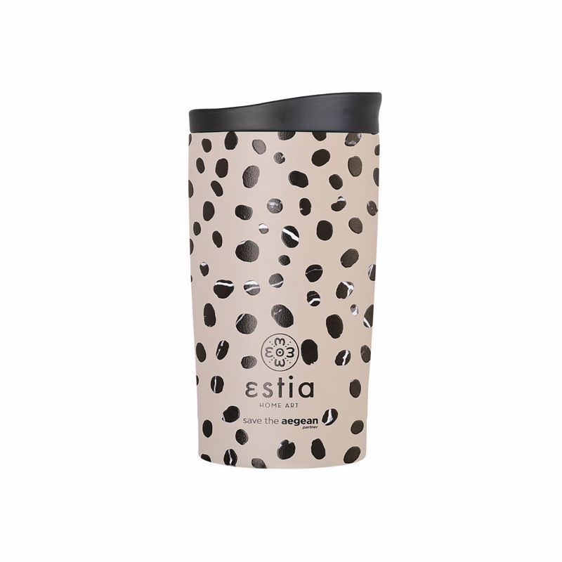 Estia Θερμός Travel Mug SAVE THE AEGEAN 350ml Leopard Taupe 01-25663
