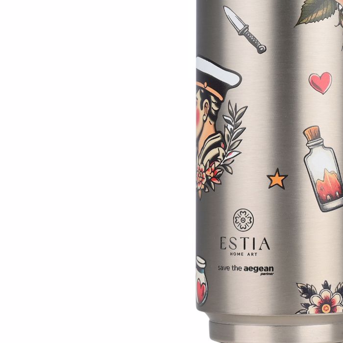 Estia Thermos Tarvel Cup SAVE THE AEGEAN 500ml OLD SCHOOL INK F7x19cm 01-31282