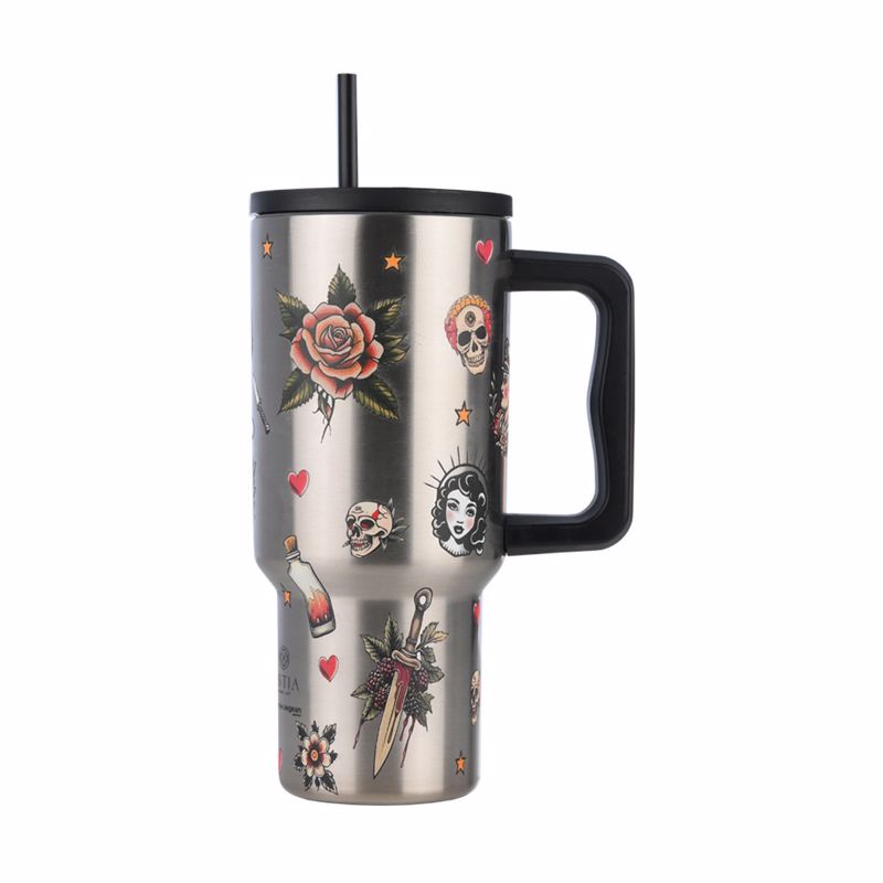 Estia Θερμός Straw Tumbler XL SAVE THE AEGEAN 900ml OLD SCHOOL 14.5x10x22.5cm 01-32050