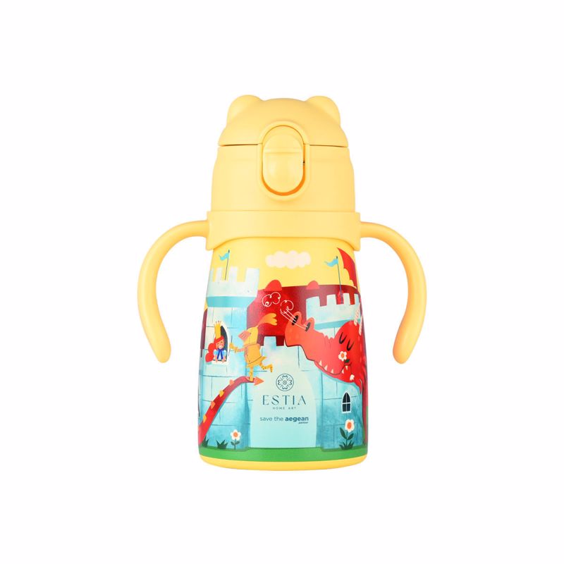 Θερμός Παιδικό Ανοξείδωτος Με Καλαμάκι 300ml-7,3x13x16,5εκ. Fortress Dragon Save The Aegean Bubble