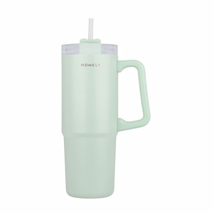 HOMELY Thermos Straw Tumbler 900ml SEAFOAM 14x8.8x22.5cm 01-34559