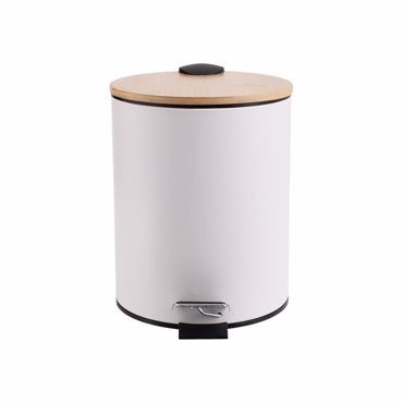 ESTIA Χαρτοδοχείο Soft Close Μεταλλικό Bamboo Essentials 5lt Λευκό 02-12731