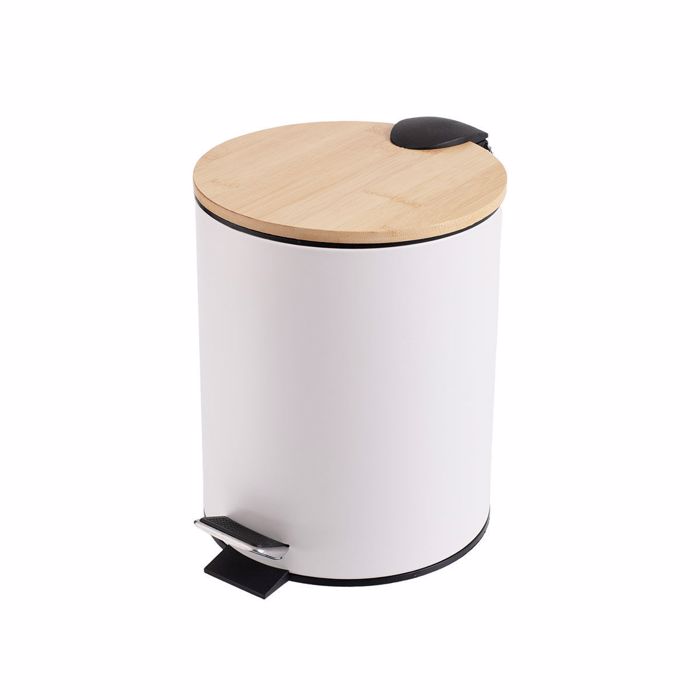 ESTIA Χαρτοδοχείο Soft Close Μεταλλικό Bamboo Essentials 5lt Λευκό 02-12731 ESTIA Xartodoxeio Soft Close Metalliko Bamboo Essentials 5lt Lefko 02-12731