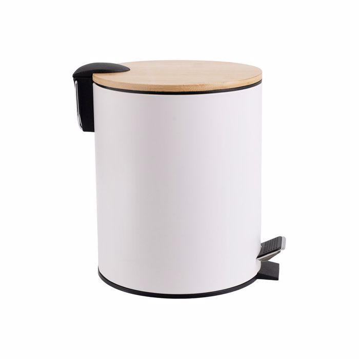 ESTIA Χαρτοδοχείο Soft Close Μεταλλικό Bamboo Essentials 5lt Λευκό 02-12731 ESTIA Xartodoxeio Soft Close Metalliko Bamboo Essentials 5lt Lefko 02-12731