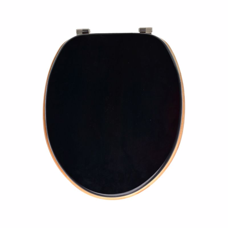 Estia Καπάκι Λεκάνης Μαύρο Bamboo Essentials με Ανοξείδωτους Ρυθμιζόμενους Μεντεσέδες 42.5x37x4.7cm 02-15336