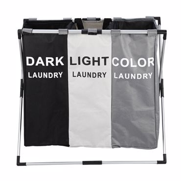 Estia Καλάθι Απλύτων Πτυσσόμενο 3 Θέσεων Μαύρο/Γκρι/Λευκό 02-25359