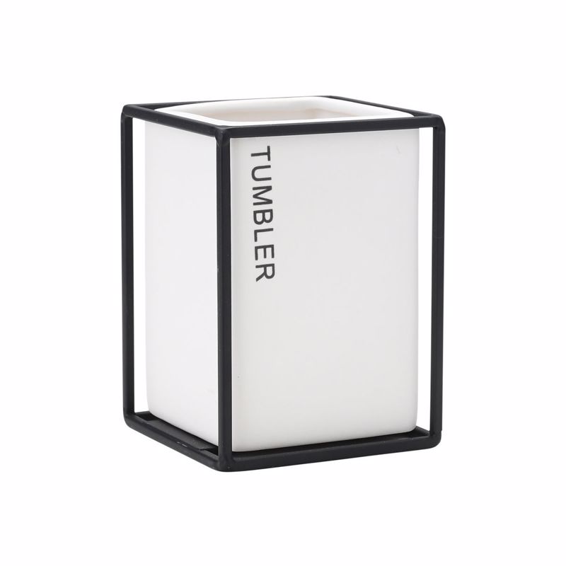 Estia - ΣΗΜΑΝΤΙΚΟ: Σε περίπτωση διαφοράς τιμής από το κατάστημα ισχύει παντα και μόνο η τιμή του καταστήματος Estia Ποτηράκι Μπάνιου CAGE Κεραμικό Λευκό με Μεταλλικό