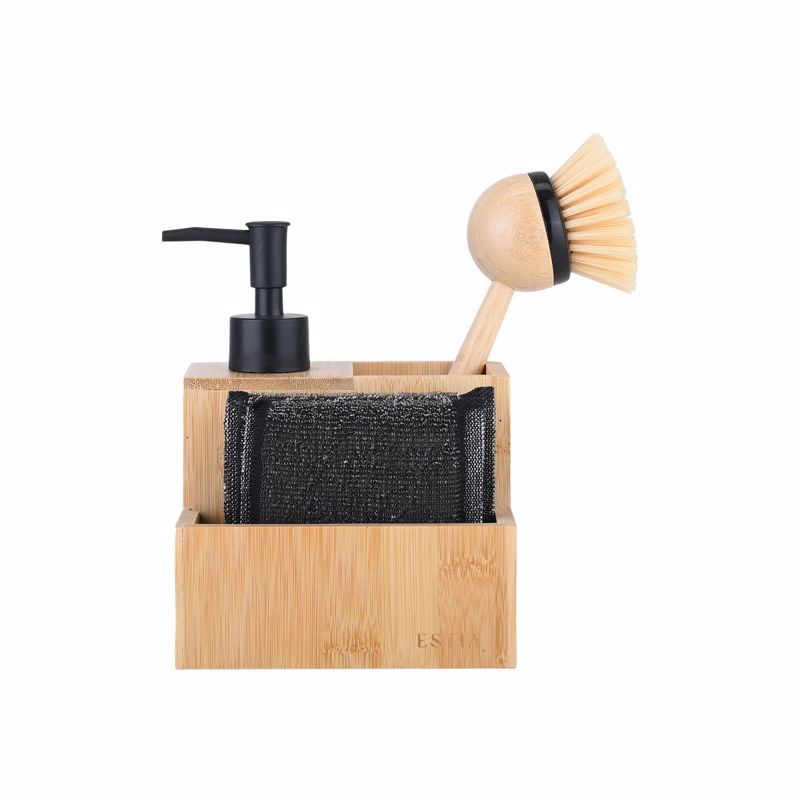 Estia Δοχείο Υγρού Πιάτων BAMBOO ESSENTIALS με Σφουγγάρια και Βούρτσα 02-31947