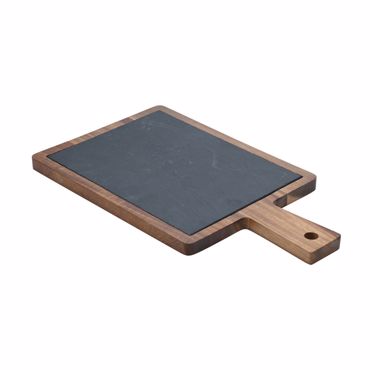 Estia Πλατώ Σερβιρίσματος Σχιστόλιθου με Ξύλινη Βάση Ακακία 28x17cm 07-24208