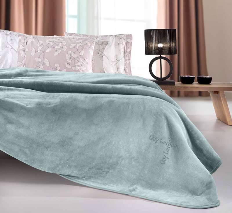 Guy Laroche Βελουτέ Μονή Κουβέρτα Logo Indigo 160x220cm