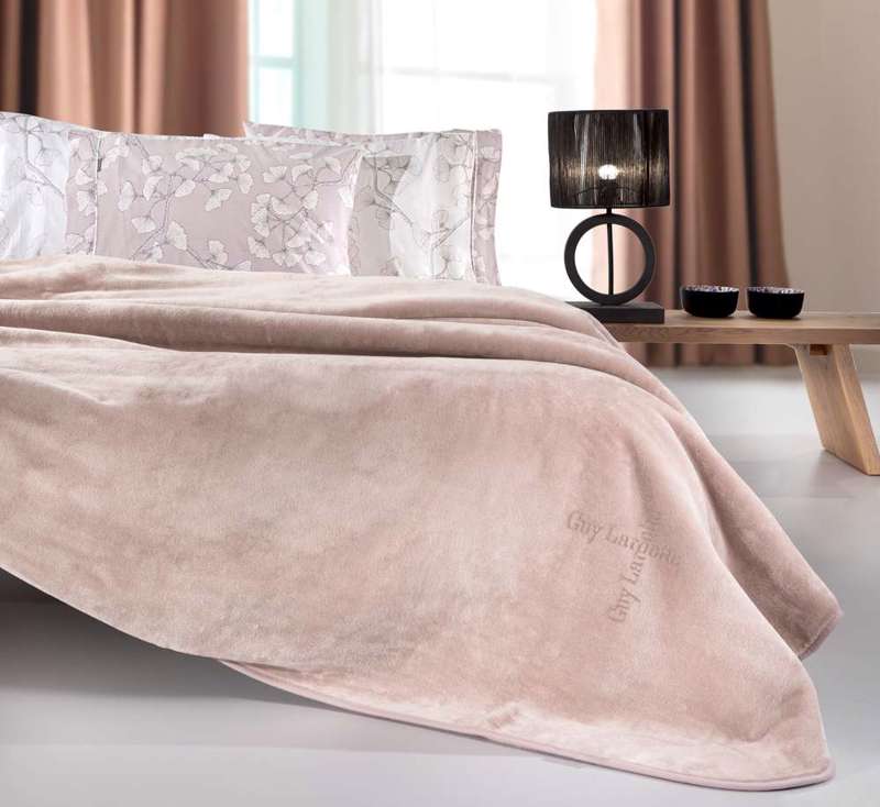 Guy Laroche Βελουτέ Διπλή Κουβέρτα Logo Pudra 220x240cm