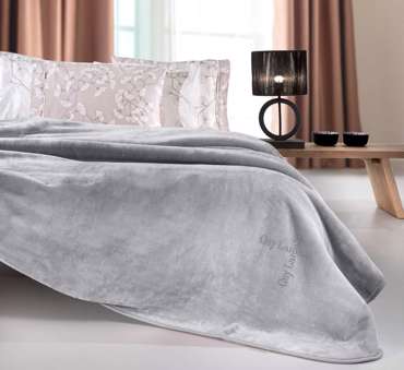 Guy Laroche Βελουτέ Διπλή Κουβέρτα Logo Silver 220x240cm