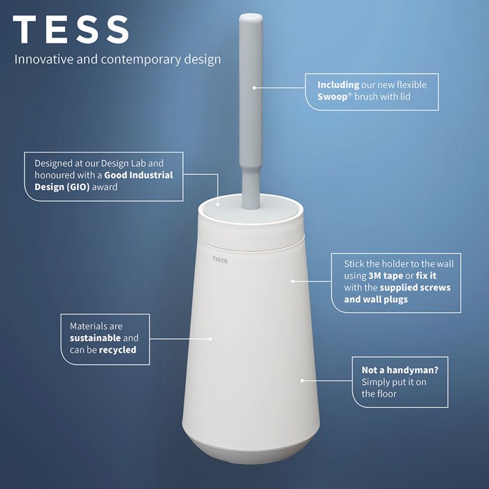 Tiger Tess Πιγκάλ με Εύκαμπτη Βούρτσα Swoop® White / Light grey 1329420146 Tiger Tess Piggal me Efkampti Bourtsa Swoop® White / Light grey 1329420146