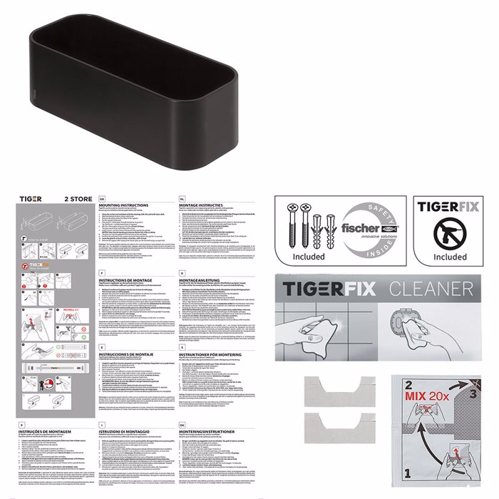 Tiger 2-Store Επιτοίχιο Ράφι 25 cm Black 1500010746 Tiger 2-Store Epitoixio Rafi 25 cm Black 1500010746