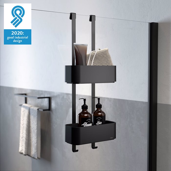 Tiger 2-Store Ράφια με Κρεμάστρα 25 cm Black 1500210746 Tiger 2-Store Rafia me Kremastra 25 cm Black 1500210746