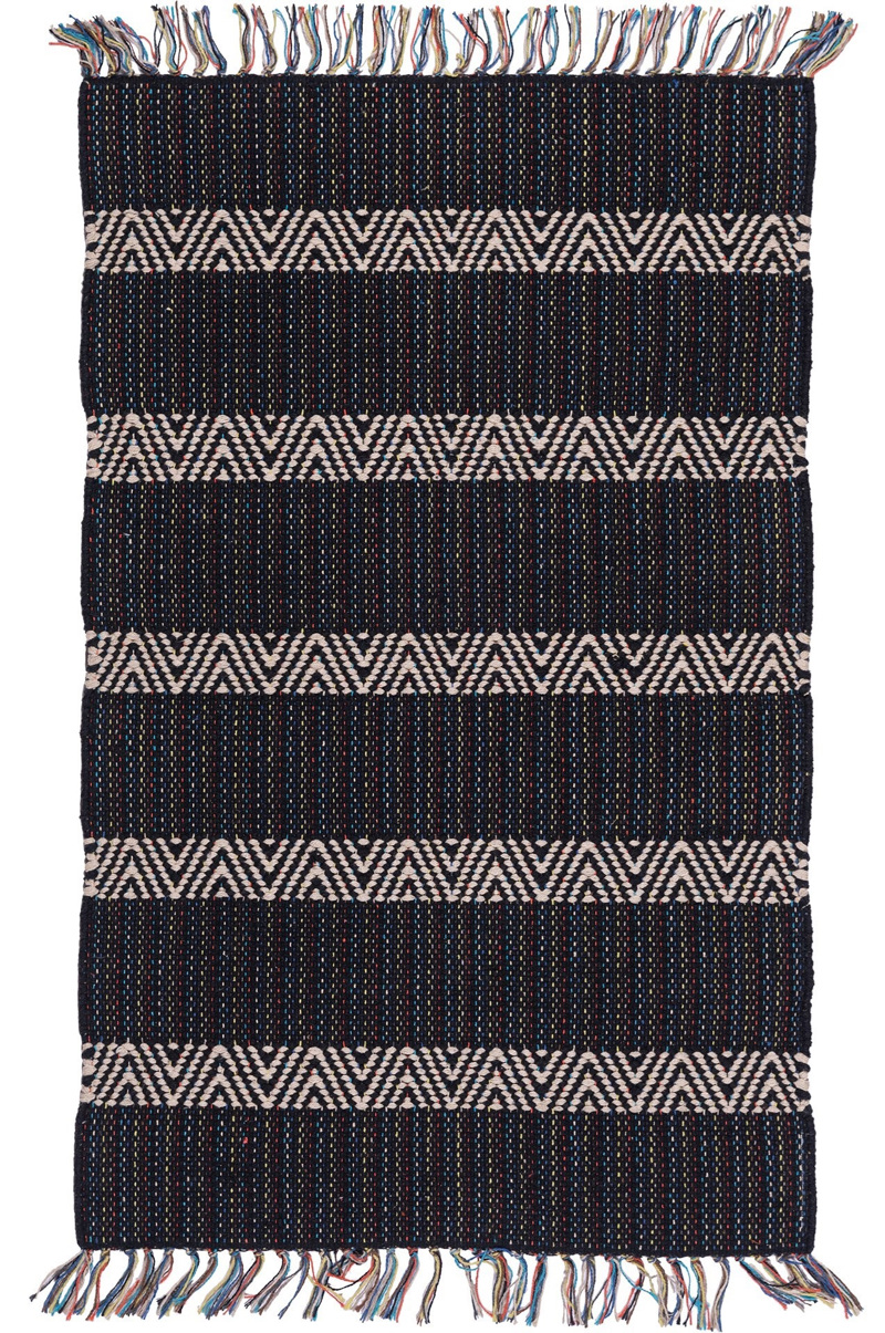 Βιοκαρπέτ Home Μοντέρνο Χαλί Upper Ριγέ Μαύρο (70Χ140) 