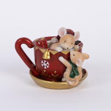 ESTHETI home Ποντικάκια Resin σε Φλιτζανάκι Κόκκινο 7.5x8.5x10cm 600-46274