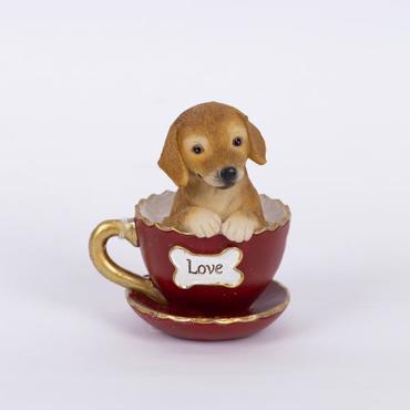 ESTHETI home Σκυλάκι Resin σε Φλιτζανάκι Κόκκινο 7.5x8x10cm 600-46276
