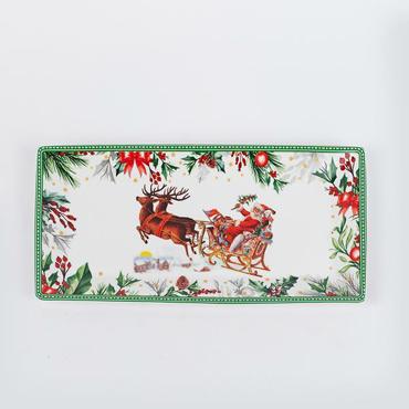 ESTHETI home Μακρόστενη Πιατέλα με Χριστουγεννιάτικη Παράσταση Πράσινη 32.8cm 600-46497
