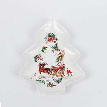 ESTHETI home Πιατέλα Δεντράκι με Χριστουγεννιάτικη Παράσταση 25cm 600-46501