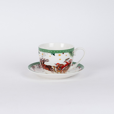 ESTHETI home Σετ των 2 Κούπα με Πιατάκι με Χριστουγεννιάτικη Παράσταση 600-46507