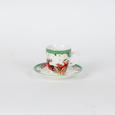 ESTHETI home Σετ των 2 Κούπα με Πιατάκι και Χριστουγεννιάτικη Παράσταση 80ml 600-46509