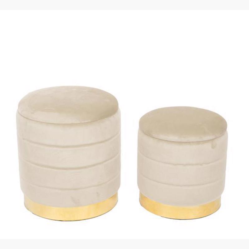 ESTHETI home Σετ των 2 Σκαμπό Βελούδινο Μπεζ Φ34.5x38.5