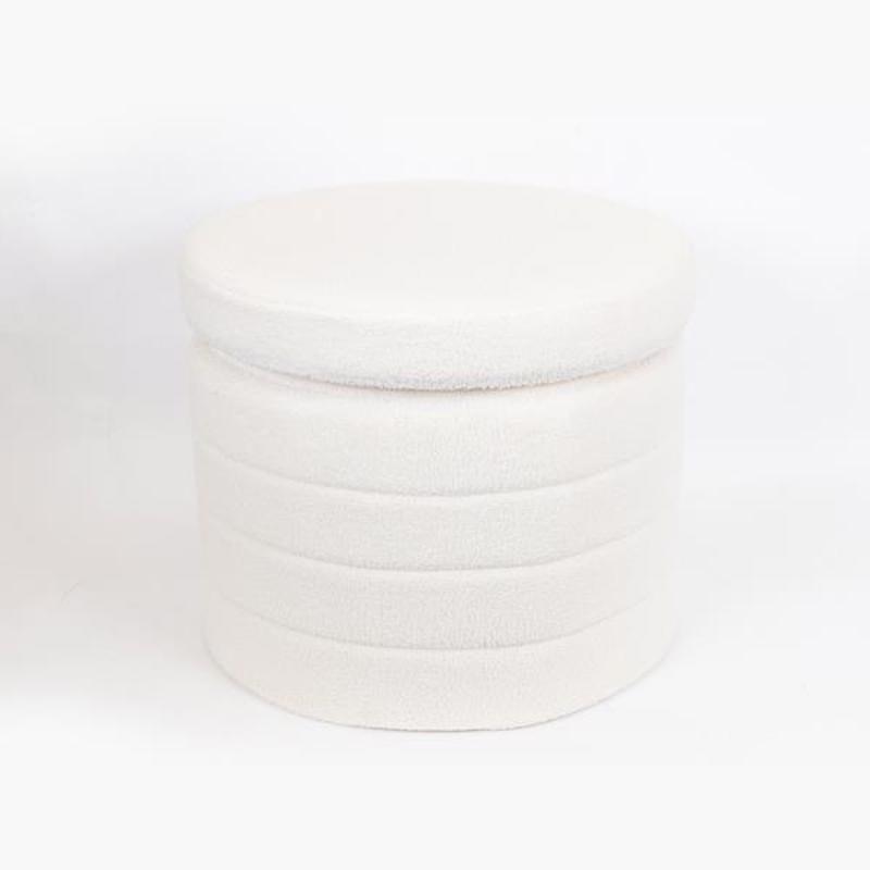 ESTHETI home Σκαμπό Βελούδινο Λευκό Αναδιπλούμενο Φ56x4