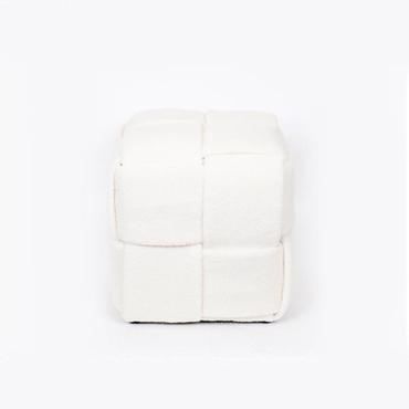 ESTHETI home Σκαμπό Μπουκλέ Βελούδινο Λευκό με Σχέδιο Πλέξη 38x38x40cm 750-12012