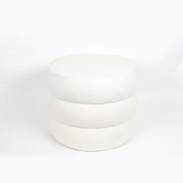 ESTHETI home Σκαμπό Μπουκλέ Βελούδινο Λευκό Φ48x39cm 750-12016