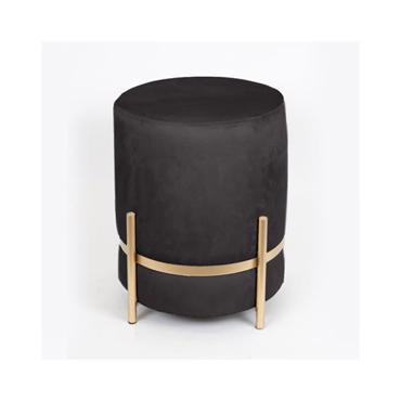 ESTHETI home Σκαμπό Βελούδινο Μαύρο με Μεταλλικά Πόδια Χρυσά Φ36x42cm 750-14021