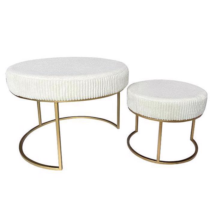 ESTHETI home Set ton 2 Skampo Beloudino Lefko me Metallika Podia Xrusa F60x44cm/F40x33cm 750-14023