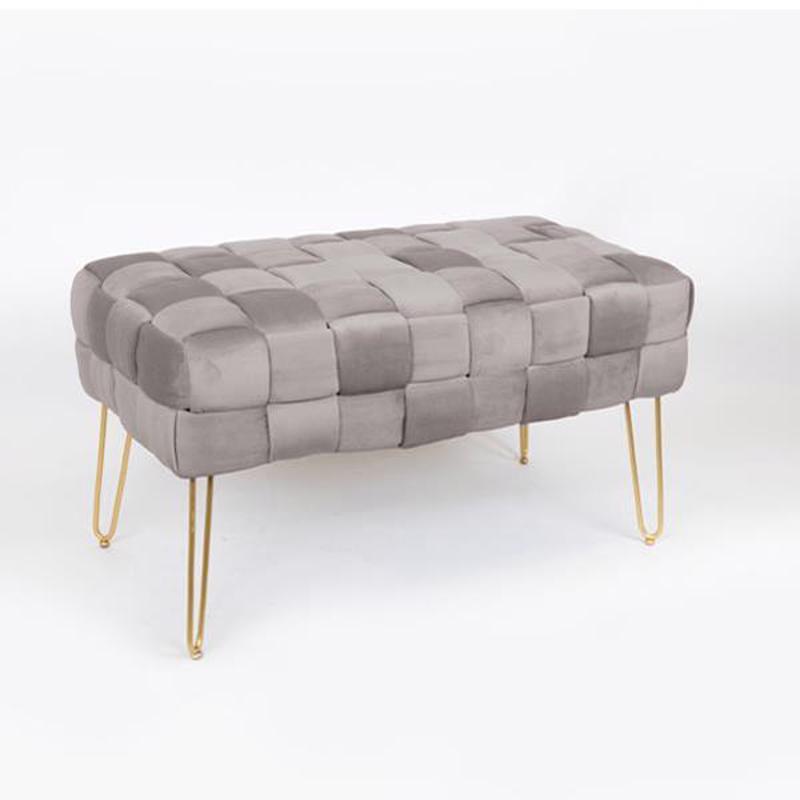 ESTHETI home Ταμπουρέ Βελούδινο Γκρι με Σχέδιο Πλέξη κα