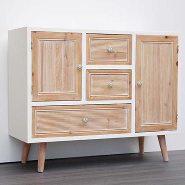 ESTHETI home Συρταριέρα Ξύλινη Λευκή με 3 Συρτάρια και 2 Ντουλάπια σε Φυσική Απόχρωση 90x33.5x72cm 750-25012