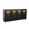 ESTHETI home Boufes Xulinos Mavros me 4 Portakia kai Metallika Podia Xrusa 152x40x80cm 750-25015