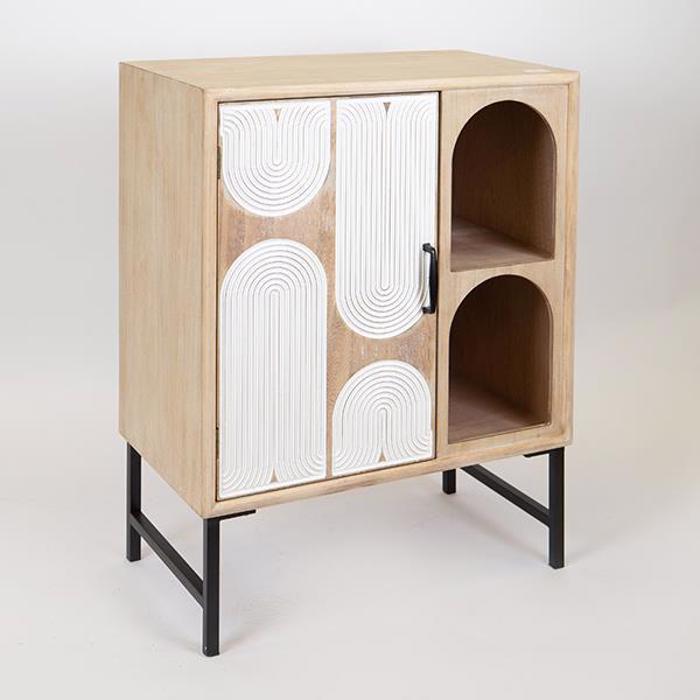 ESTHETI home Ntoulapi Xulino Fusiko me 1 Portaki Lefko 60x36x80.5cm 750-25022