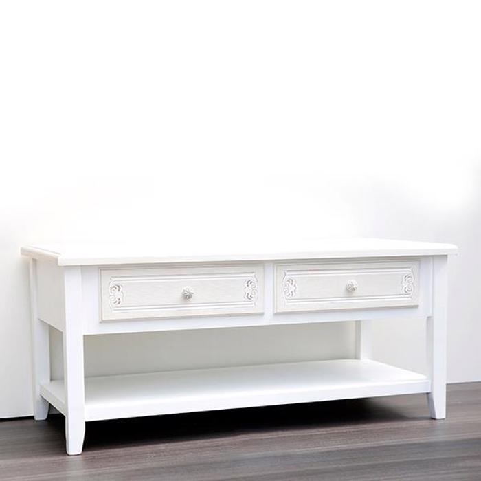 ESTHETI home Epiplo Tileorasis Xulino Lefko me Surtaria kai Sxedio 110x50.5x48.5cm 750-25035