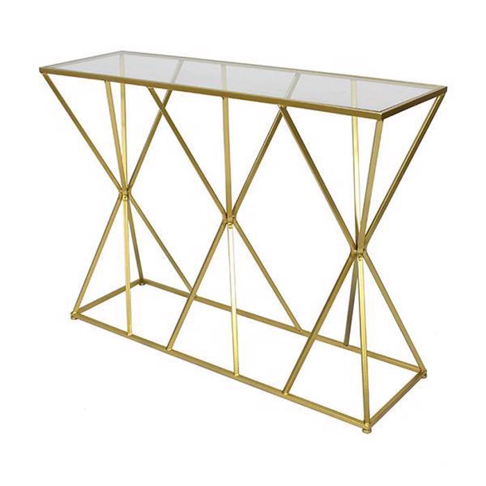 ESTHETI home Konsola Metalliki Xrusi me Gyalini Epifaneia 107X32X78cm 750-27012