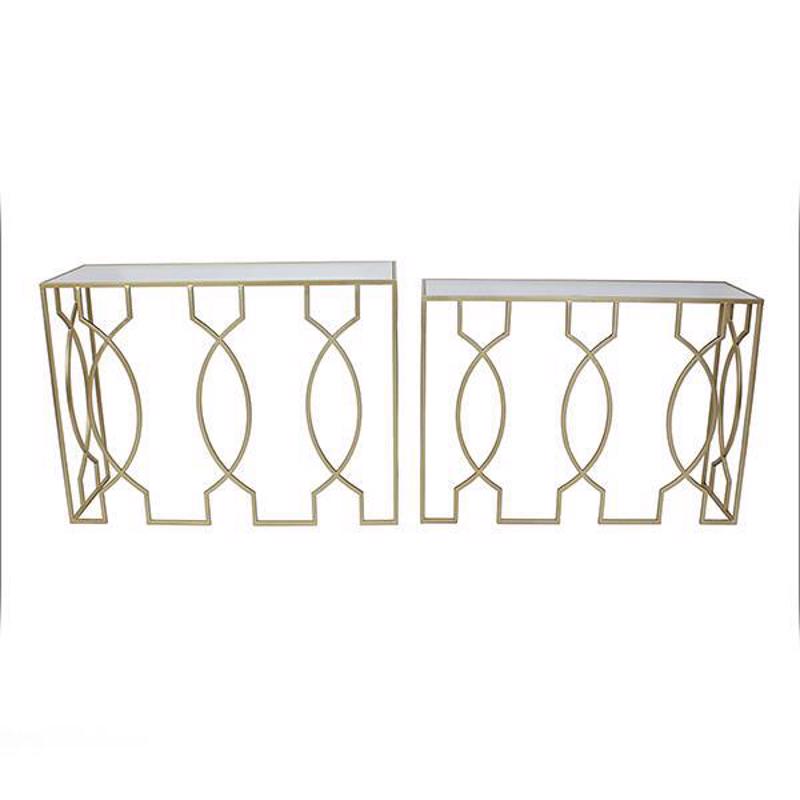 ESTHETI home - ΣΗΜΑΝΤΙΚΟ: Σε περίπτωση διαφοράς τιμής από το κατάστημα ισχύει παντα και μόνο η τιμή του καταστήματος ESTHETI home Σετ 2 Τεμ. Κονσόλα Μεταλλική Χρυσή με Γυάλ